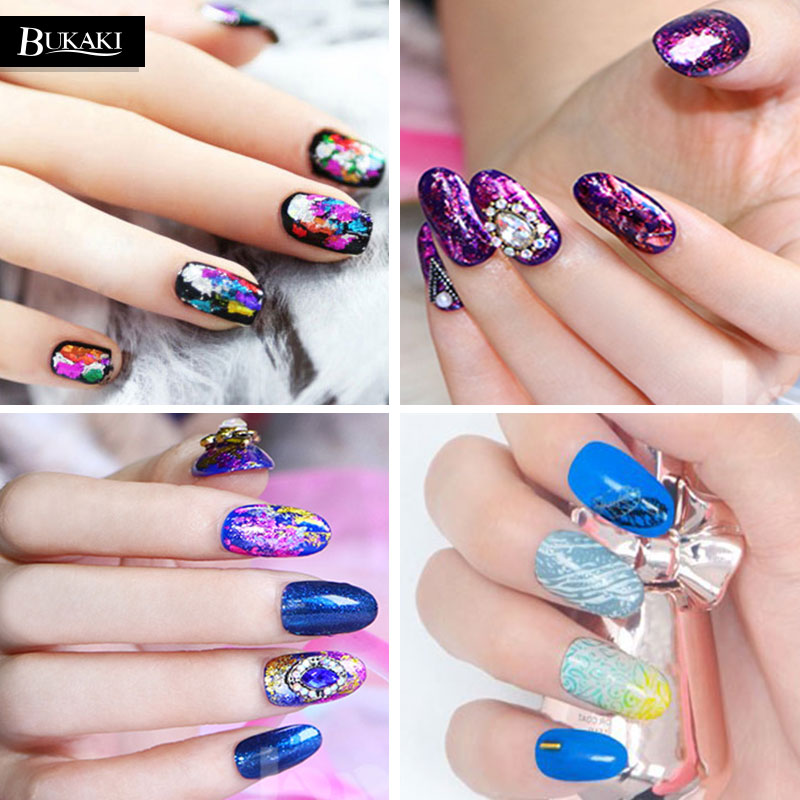BUKAKI Nail Foils Glue Transfer Decoration DIY Nail Beauty Stickers Accessories Nail Art Manicure Gel Lak Polishes
