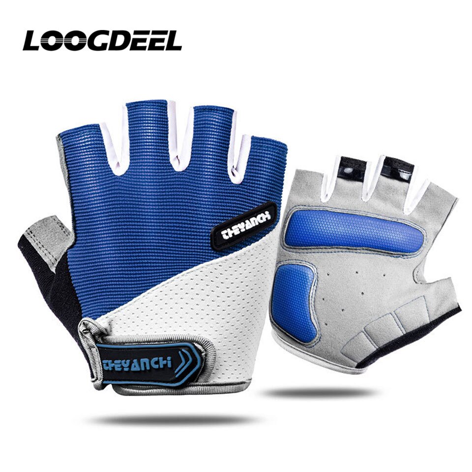 LOOGDEEL-guantes de silicona transpirables para Fitness, mancuernas para gimnasio, levantamiento de pesas, Fitness, culturismo: Blue / L