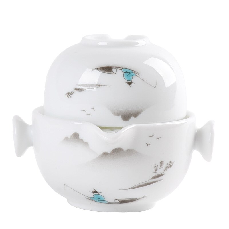 Ceramics Tea set Include 1 Pot 1 Cup, and easy gaiwan,Beautiful and easy teapot kettle,kung fu teaset