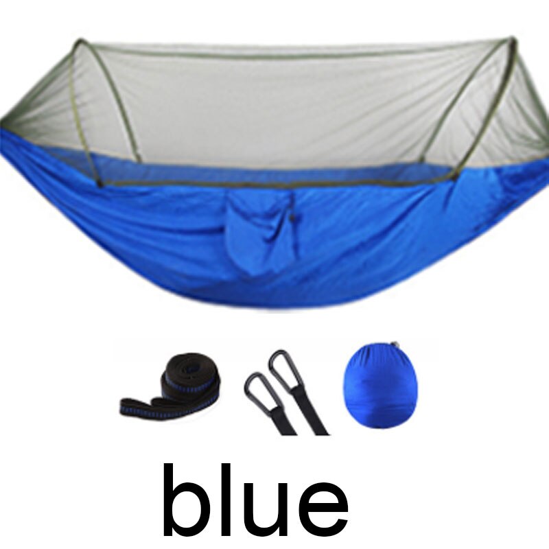 Ulkona hyttysverkko laskuvarjo riippumatto kannettava telttailu riippuva makuusänky vahva nukkumiskeinu 250 x 120cm: Sininen