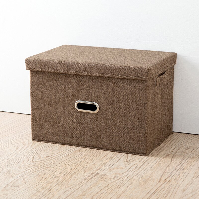 1Pc Opslag Dozen Met Deksels Geen Geur Polyester Stof Duidelijk Opbergmanden Containers Bakken Met Dubbele Cover Organizer 2 size: Coffee L 38L