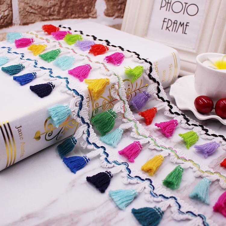 Meldplicht 2y/lot 5 cm Katoenen Draad Kwastje Kant Lint Trim Fringe Stof Kleding Naaien Ambachten DIY Decor Materialen