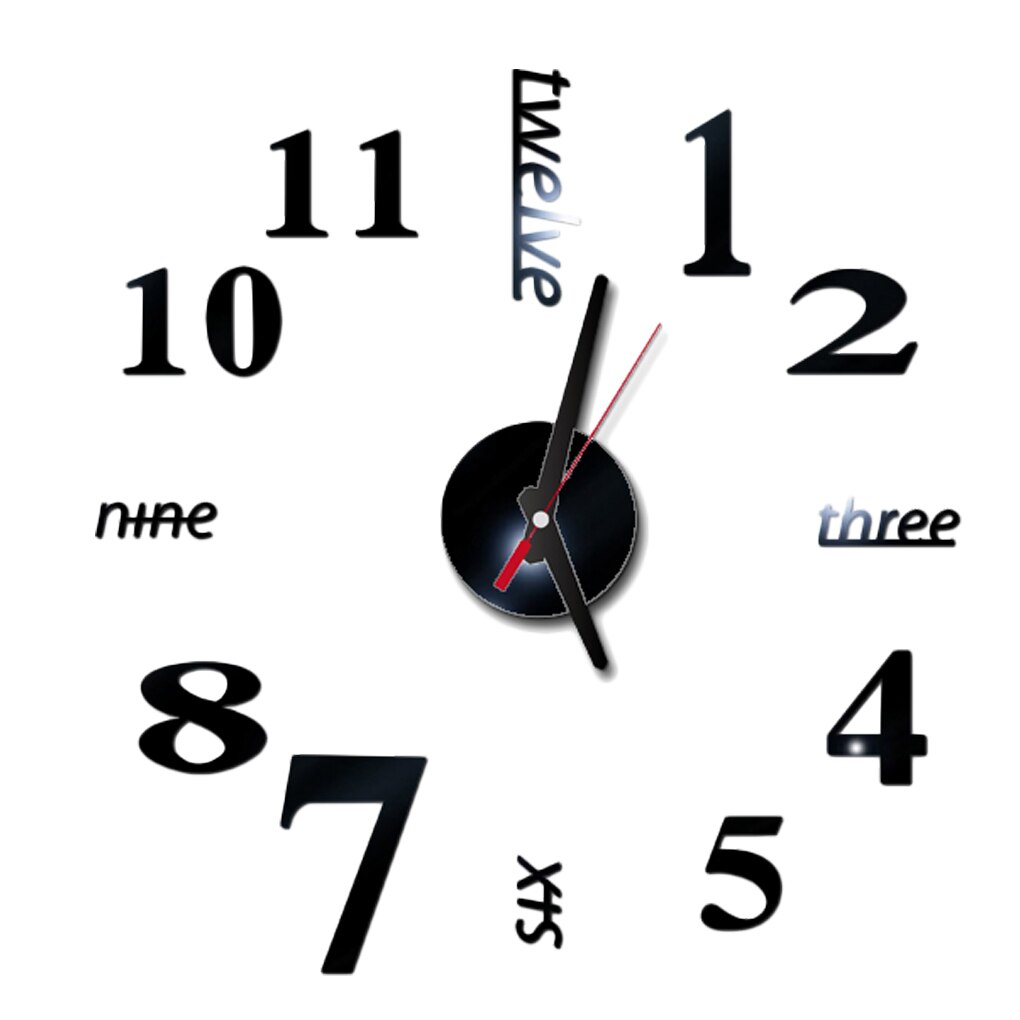 3D Wall Clock Mirror Wall Stickers Removable Self-Adhesive Art Decal Wall Clocks Home Decor: A