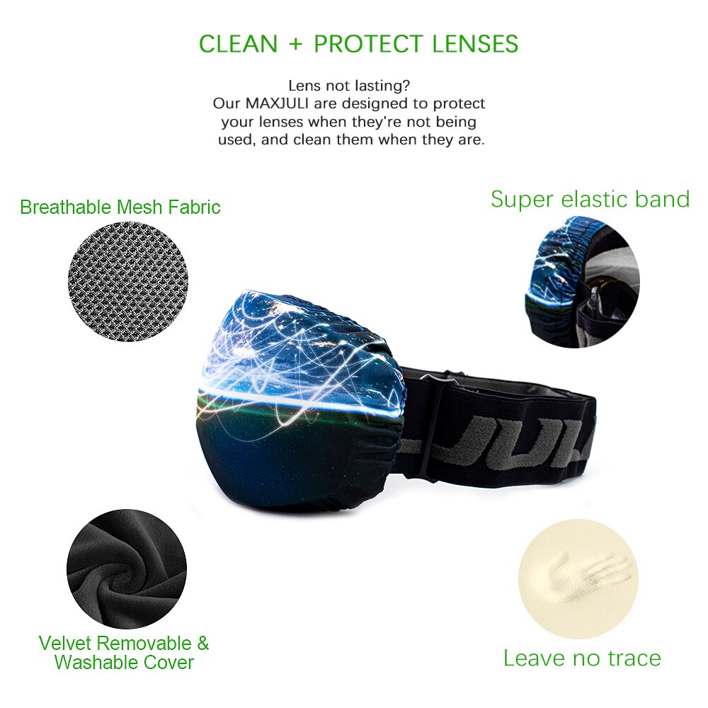 MAXJULI Goggle Abdeckung Mikrofaser Schutzbrille Schutz, Ideal für Schnee Ski Brille Overcover 3000