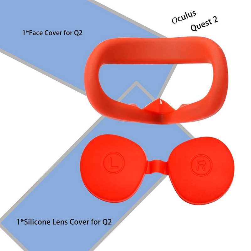 VR silikonowe etui ochronne do Oculus Quest 2 z silikonową osłoną obiektywu Sweatproof Lightproof Anti-leak (czerwony)