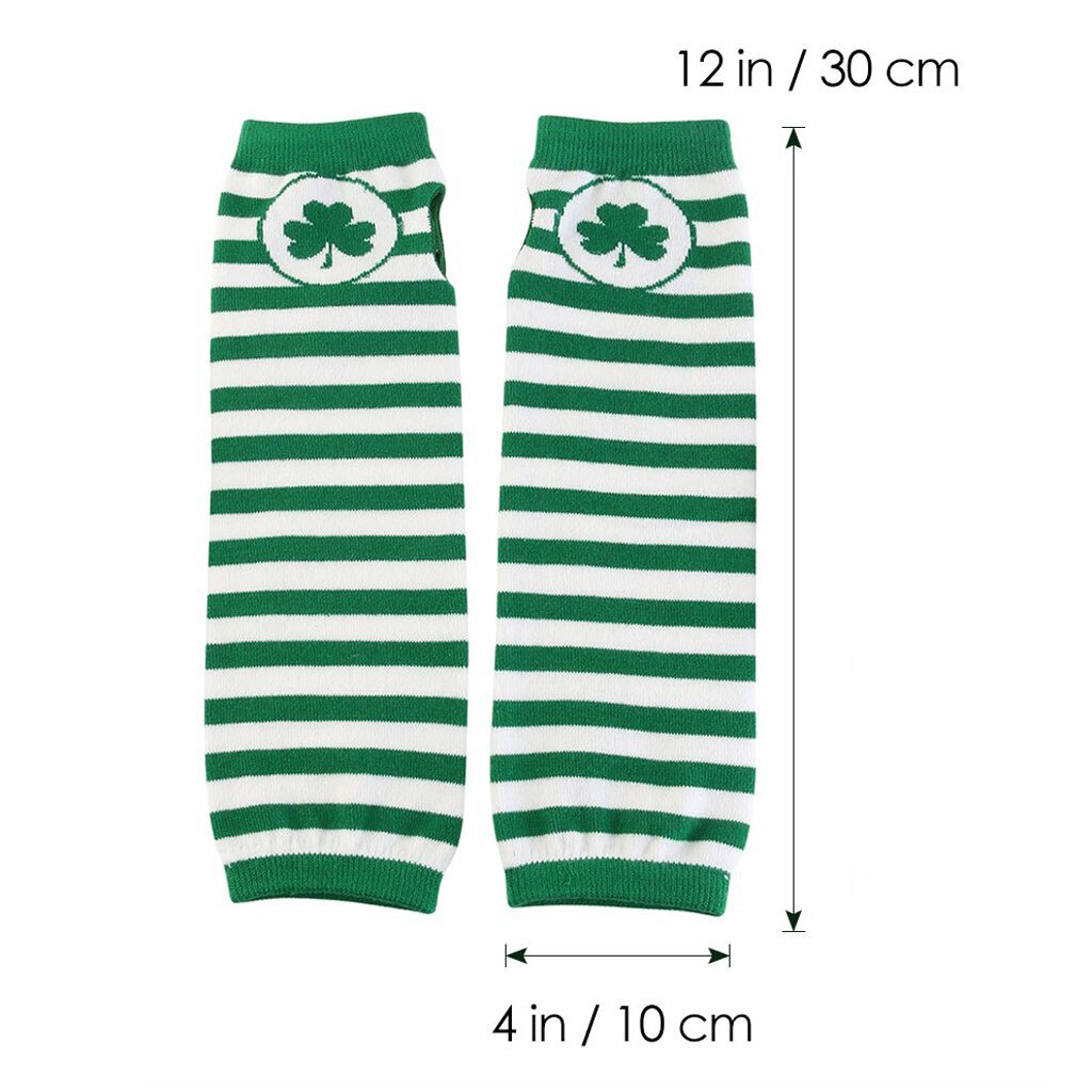 Gants tendance irlandais st. patrick trèfle vert à rayures blanches gants de fête filles gants chauds tricotés jeu de rôle de fête