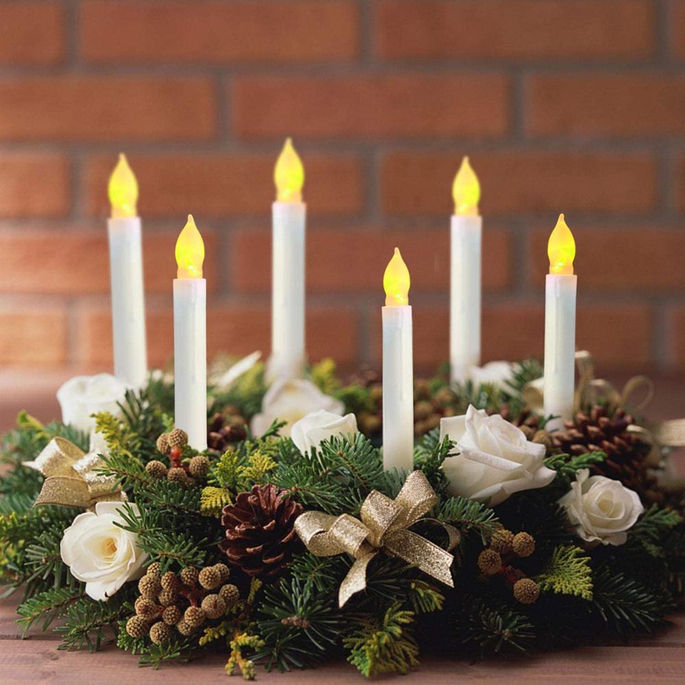 12PCS Flameless LED Taper Candles Lights, Battery Operated Candlesticks with Warm Yellow Flame, Dripless Taper Candles