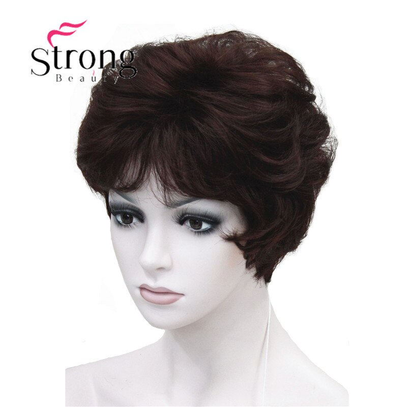 StrongBeauty Dame Frauen Kurze Syntheic Natürliche Welle Perücken Licht Braun Haar Perücke FARBE ENTSCHEIDUNGEN: 33A dunkel rotbraun