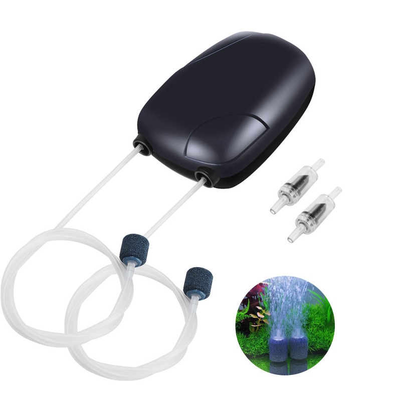 220v akvarie luftpumpe akvarium mini kompressor enkelt dobbelt udtag med kontraventil rør vandtilbehør 3w 5w