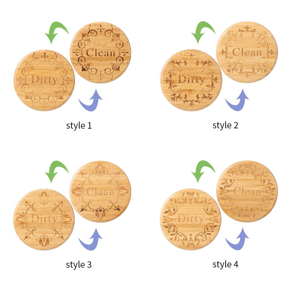 1PC Double Sided Dishwasher Fridge Magnet Reusable Clean Dirty Sign Household Home Living Bamboo Home Decor Magnetic Sticker