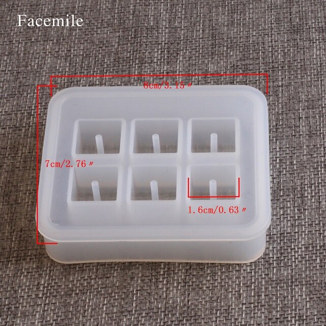 Facemile Transparent Rectangle Silicone Bead Mould Square Ball 6 Holes DIY Epoxy For Jewelry Mold Cake Decoration Tools: 16mm square