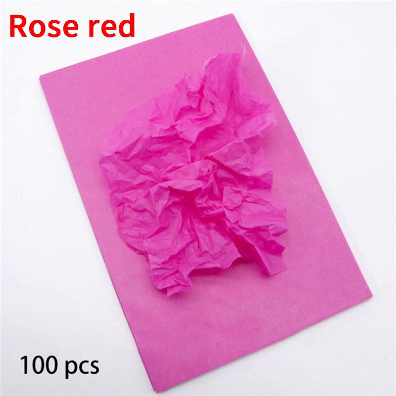 100 fogli/pacco fodera in carta velina per abbigliamento camicia scarpe fai da te fatti a mano A4 traslucido carta da imballaggio per vino confezione regalo: Rose red