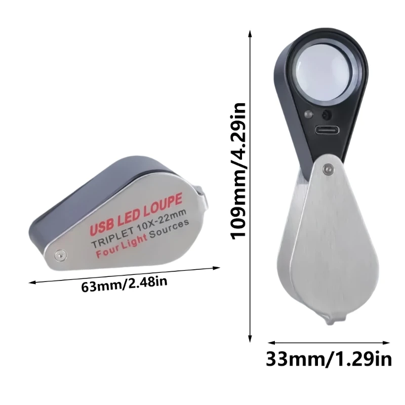 Glas 10X/20X/30X Loep Lens Inspectie Vergrootglas Handheld Vergrootglas Met Led Licht Voor Postzegels H4GE