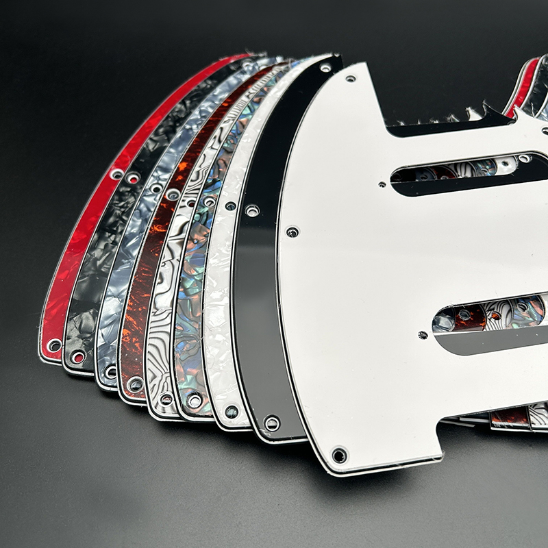 Golpeador Tele de 3 capas con 2 pastillas de bobina única, placa rascadora de 8 orificios para guitarra eléctrica estilo TL, multicolor