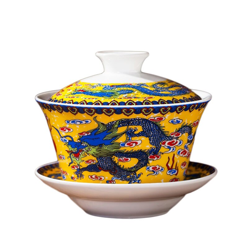 Jingdezhen Gaiwan Porzellan Keramik Tee Schüssel Untertasse Abdeckung einstellen 240ml Meister Pu'er Tasse Teegeschirr Getränk Tee Terrine Container