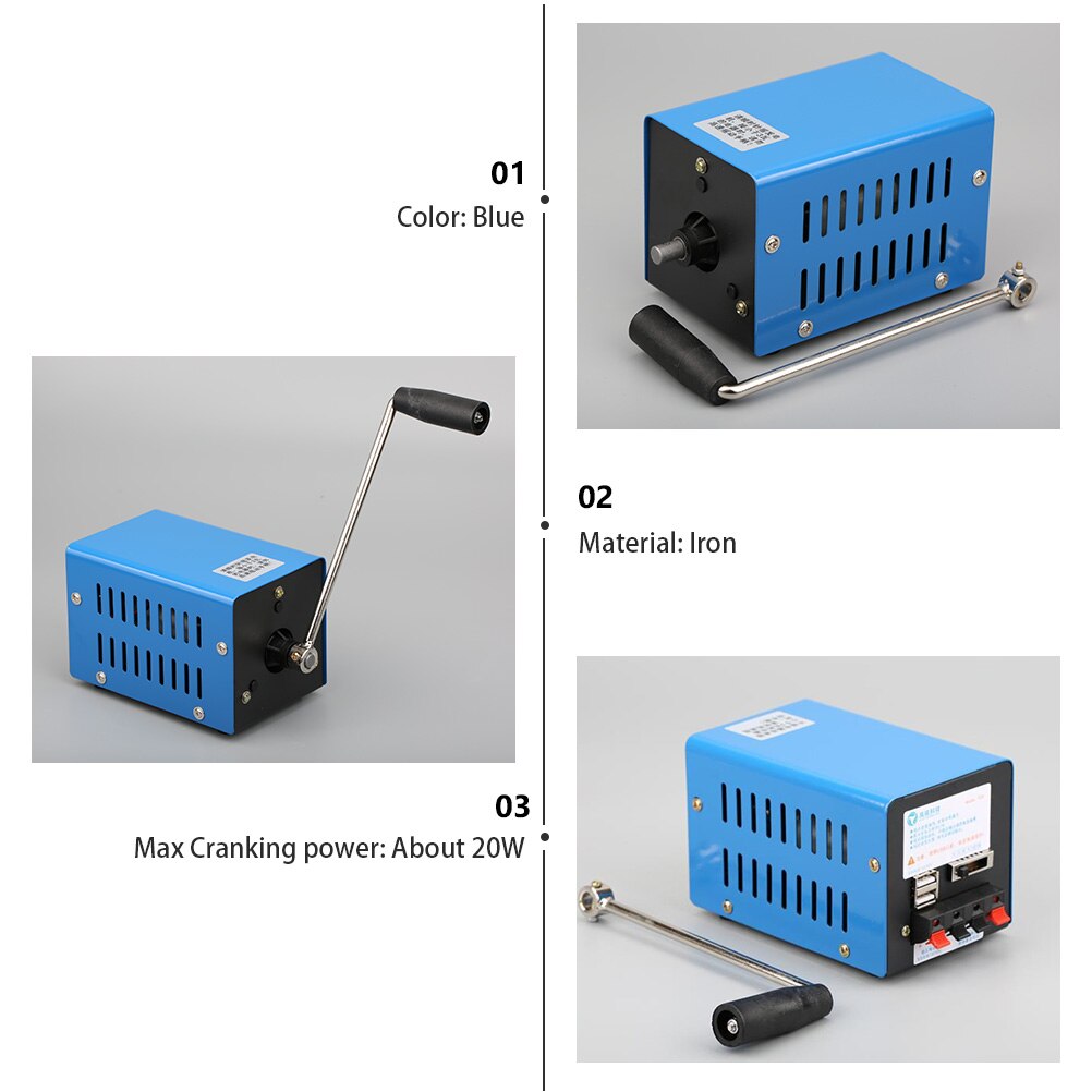 Nødsituation håndsving dynamotor høj effekt oplader bærbar usb opladning håndsving generator udendørs camping overlevelse power bank