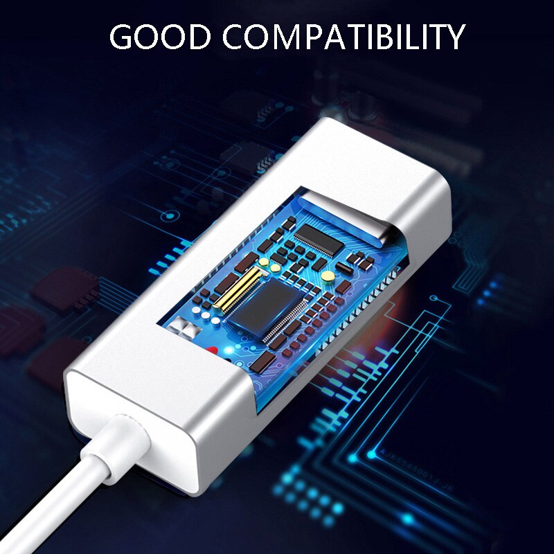 Portable USB3.0 Conversion RJ-45 Gigabit Drive-Free Aluminum Alloy Ethernet Network Card Converter for All Computers