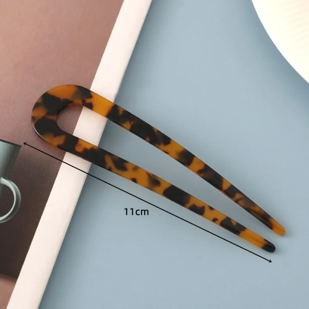 Horquilla para el pelo en forma de U, palitos para el pelo de geométrico a la de acetato, horquilla de carey, accesorios para la cabeza para mujeres y niñas: Marfíl