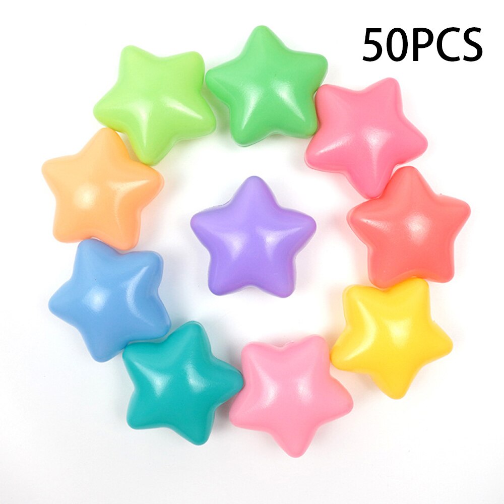 Pelotas de juguete pleásticas con forma de corazón y estrella para bebé, juguete suave para el estrés, piscina de aire, Ola oceánica, pelotas para piscina de agua, 50/100 Uds.: WJ3487A 50PCS