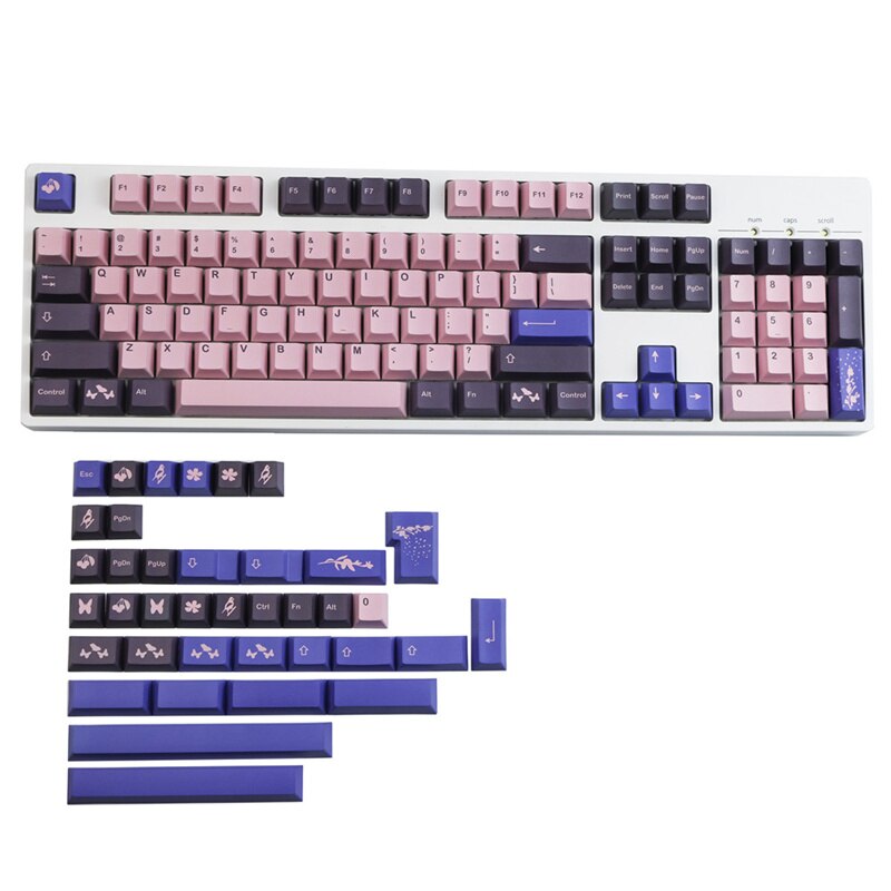 Gmk blossom keycap 142 key set cherry profile pbt sublimation keycaps 6,25 u 7u spacebar for diy mechanical keyboards