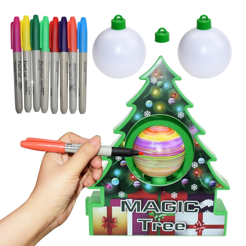 Ornements de noël Graffiti arbre de noël bricolage peint arbre magique de noël arbre magique peinture électrique boule jouets de fête