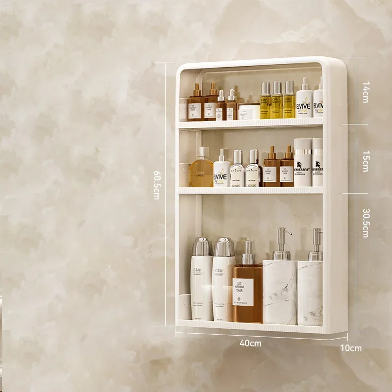 Bathroom storage rack Bathroom wash table Bathroom non perforated wall mounted skincare product storage rack bathroom organizer: Red