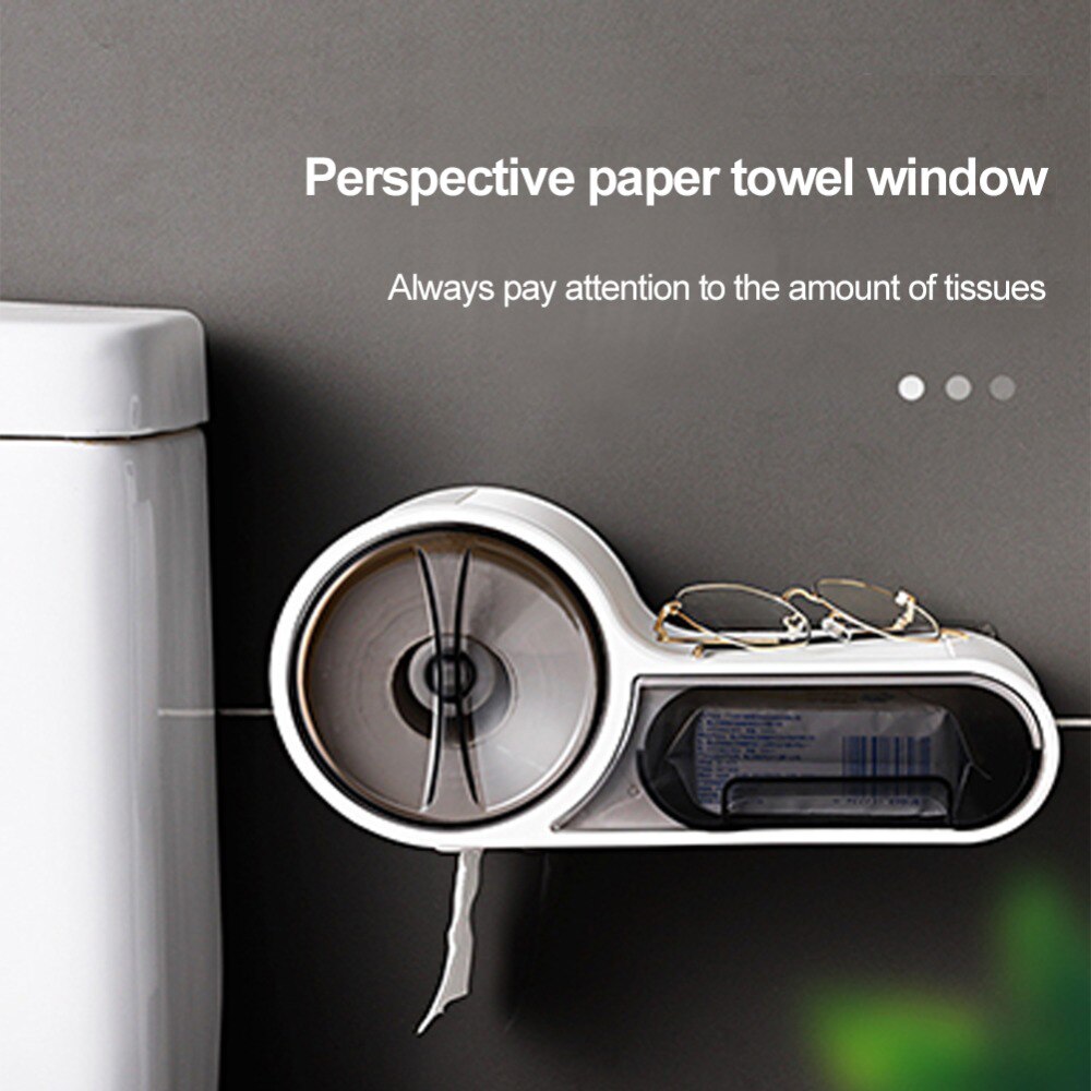 Waterdicht Toilet Roll Tissue Holder Box Papier Dispenser Zelfklevende Muur Gemonteerd Alle Bedekt Mobiele Telefoon Planken Badkamer