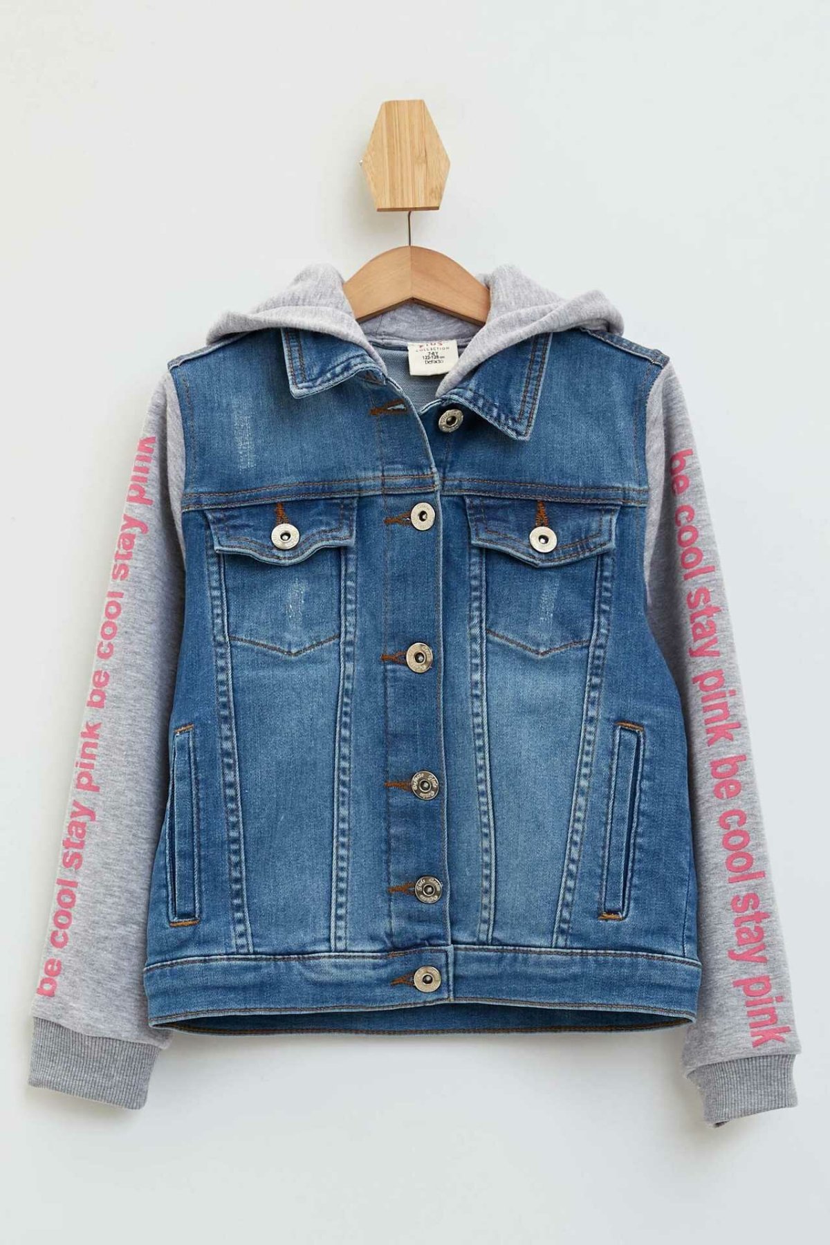 Defacto Mode Meisjes Patchwork Jean Jacket Hooded Pocket Kid Casual Denim Brief Patroon Mouwen Jas Herfst Meisje-L8819A619AU: 7 8 Age