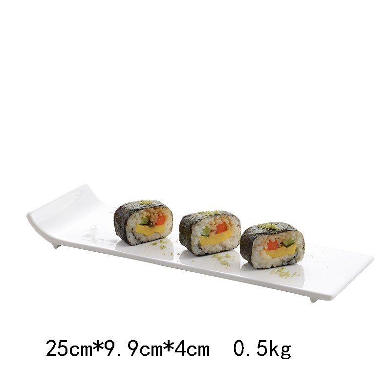 Pure white hotel tableware ceramic flat plate warped side plate rectangular flat plate sushi plate cake plate western-style plat: B