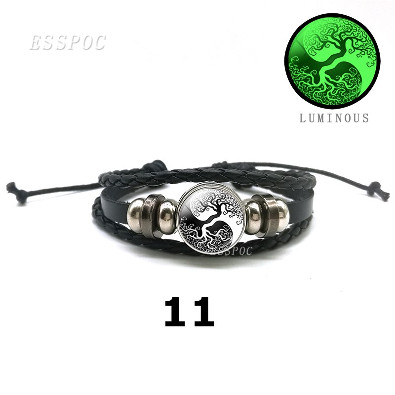 YinYang potins en cuir noir Bracelet lumineux rétro Tai Chi Kung Fu Logo bouton pression Bracelet hommes et femmes bijoux accessoires: 11