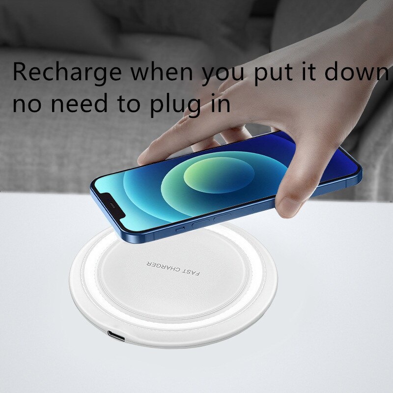 15W QI Desktop Wireless Charger for Apple Iphone12 11 Pro Max Mini Samsung Huawei Xiaomi Google LG Sony Thin Round Fast Charge