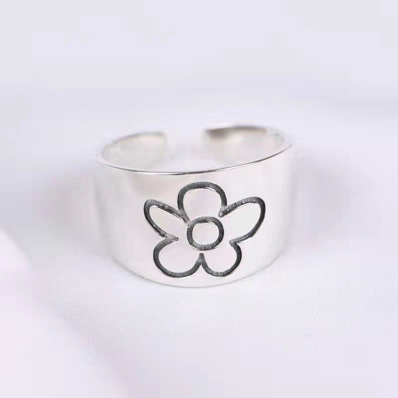 Trendy Koreaanse Stijl Bloem Ringen Voor Vrouwen Punk Vintage Pruimenbloesem Ring Kleine Daisy Bloem Ringen Party Paar R