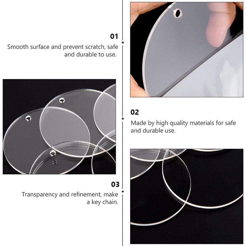 20pcs Blank Clear Sheet Acrylic Cut Circle Sheet Acrylic Key Chain Blank Pieces