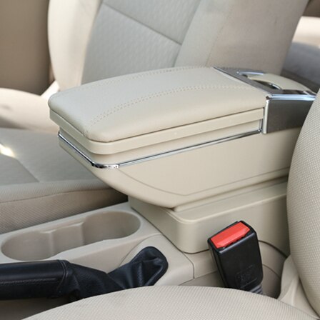 Arm Rest Voor Honda Fit Jazz 2002-2007 Hatchback Armsteun Center Middenconsole Opbergdoos met USB Opladen: A Styke Beige