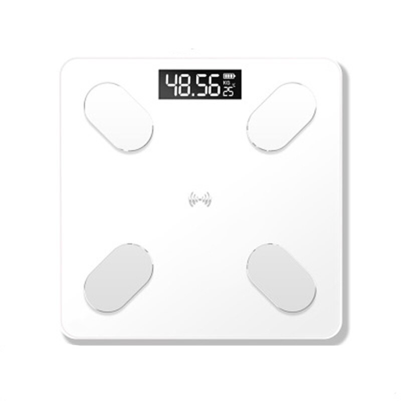 Body Fat Scale Smart BMI Scale LED Digital Bathroom Wireless Weight Scale Balance Bluetooth APP Android IOS: White
