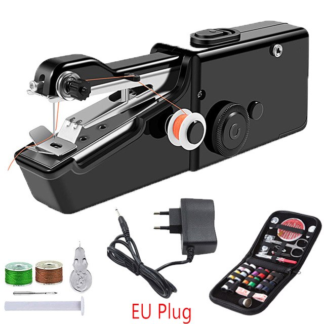 Electric Portable Sewing Machine Handheld Mending Clothes Machine Cordless Stitch Household Tool Fabric Clothing Kids Cloth: E2