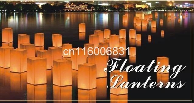 10pcs/lot 15CM Chinese Square Wishing Lantern Floating Water Lanterns Lamp Light With Candle Gold/Silver Color