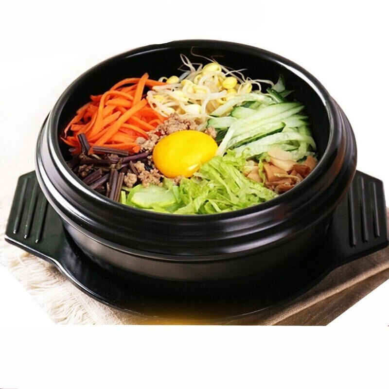 Korean Ceramic Bowl Korean Dolsot for Bibimbap Soup and Other Food with Tray
