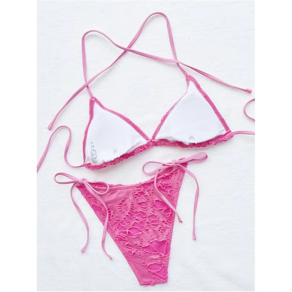 Bañador gótico Grunge para mujer, Micro Bikini desgastado Y2K, trajes de baño Halter con tirantes y cordones, tendencia Punk, novedad de 2023.traje de baño con faja reductora,vestidos de baño mujer envio gratis,tangas