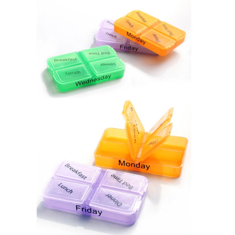 7 dage pilleæske tablet sorterer medicin ugentlig opbevaringsæske farverig beholderæske arrangør pille arrangør æsker