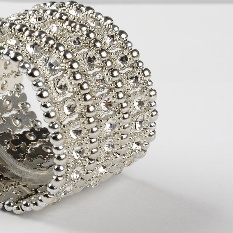 5 stk kule metalllegering stretchy armbånd, brede armbånd med plating akryl perle perler bryllup armbånd  f60