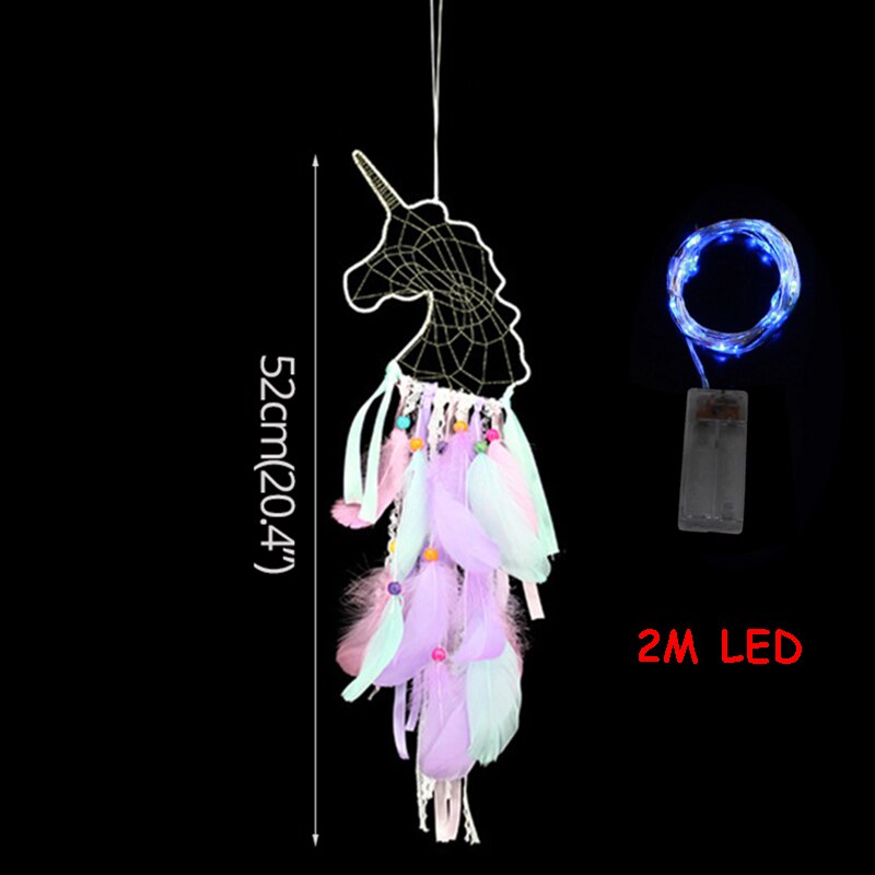 Luces LED, accesorios de atrapasueños de unicornio, adornos colgantes de pared, decoraciones para niños de unicornio brillante, decoraciones para de cumpleaños, Baby shower glow: 1pc C add LED