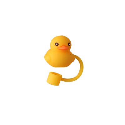 Bouchon de paille en Silicone, capuchon anti-poussière, tasse à boire réutilisable, accessoires de paille en verre, bouchon de dessin animé, couvercle de tête d'aspiration, mignon universel: Little yellow duck