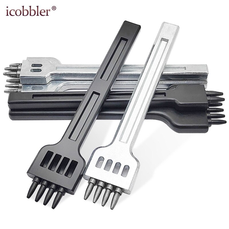 Profession Leather Hole Punch Tools Set Cutting Stitch for Wallet Belt DIY Die Chisel Kit Leathercraft, 4mm Spacing 1mm Diameter