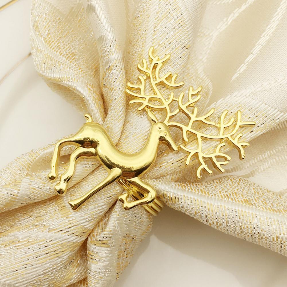 Napkin Ring Anti-Rust Dinning Towers Napkin Buckle Reused Napkin Holder Ring Delicate Xmas Deer Napkin Holder Ring