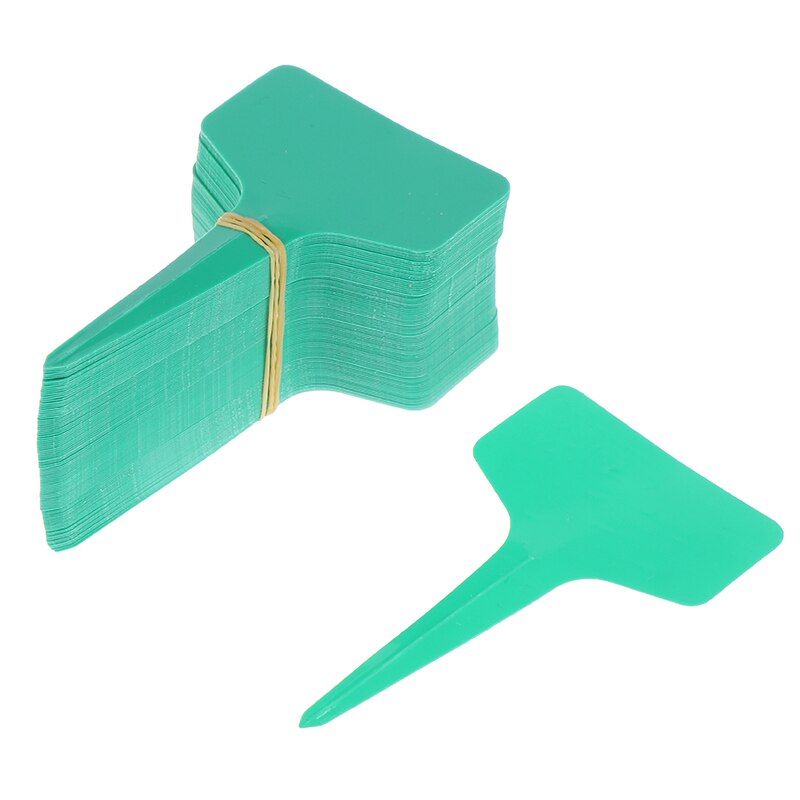 Etiquetas de plantas tipo T para guardería, de plástico, marcadores, herramienta, 100 Uds.: green