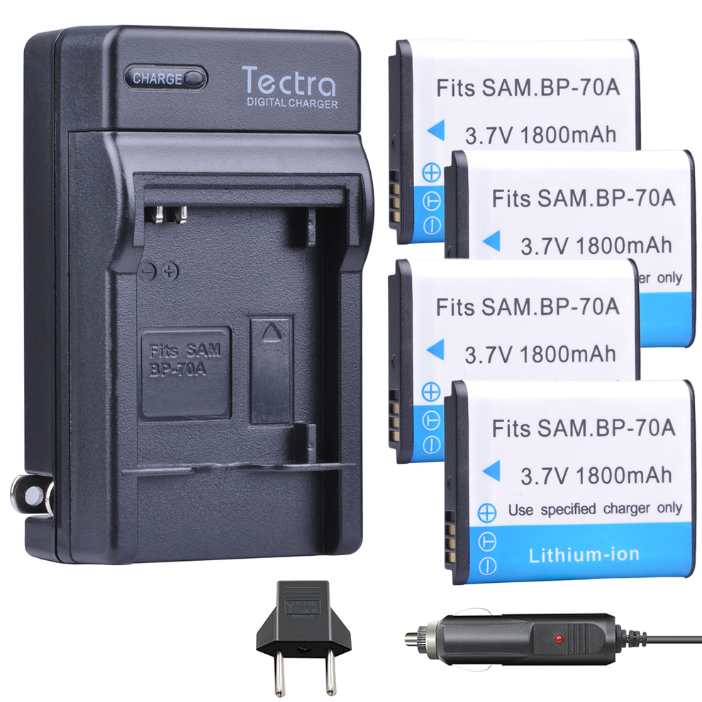 Camera Battery+DC Charger BP-70A BP70A For SAMSUNG PL80 ES70 PL90 PL100 PL101 PL120 PL170 PL200 PL201 SL50 SL600 SL605 SL630: Blue