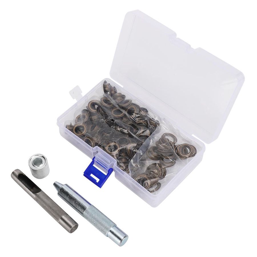 100pcs Bronze Round Eyelet Punch Die Tool Kit DIY Eyelets for Clothing Bags Advertising Eyelets Punch Tool