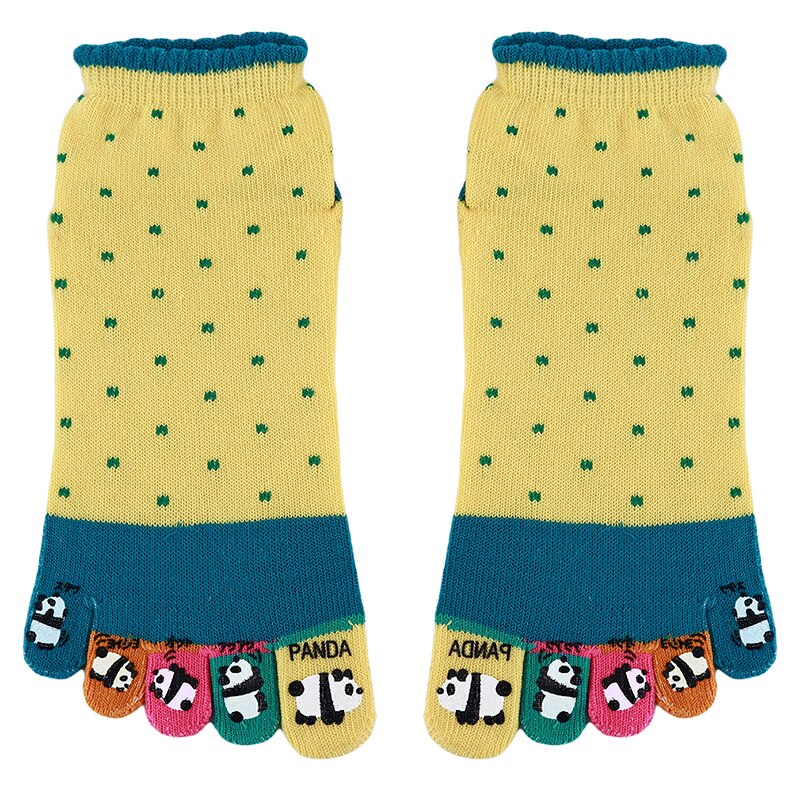 Funny Cartoon Five Fingers Antiskid Pilates Socks Toe Separate Indoor Casual Man Sports Socks Women Cotton Yoga Socks: yellow