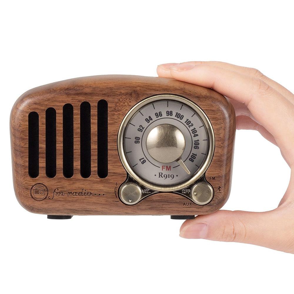 R919 Klassische retro Radio empfänger tragbare Mini Holz FM SD MP3 Radio Stereo Bluetooth Radio Lautsprecher AUX USB Aufladbare Radio